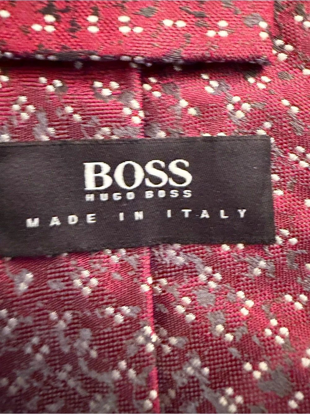 Hugo Boss Classic Burgundy Men's Silk Tie with Micro Dot Pattern 3” wide